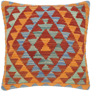handmade Traditional Pillow Orange Brown Hand-Woven SQUARE 100% WOOL kilim throw pillow
